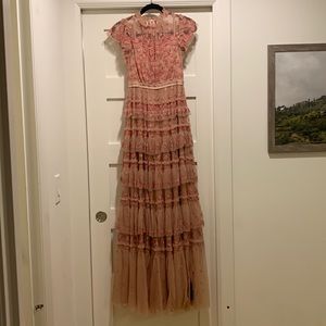 Needle & thread long rose gown. Perfect for spring summer weddings. Never worn.
